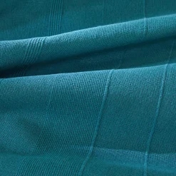 Zeildoekstof<Blancheporte Plaid of sprei, effen katoen met artisanaal weefsel eendenblauw