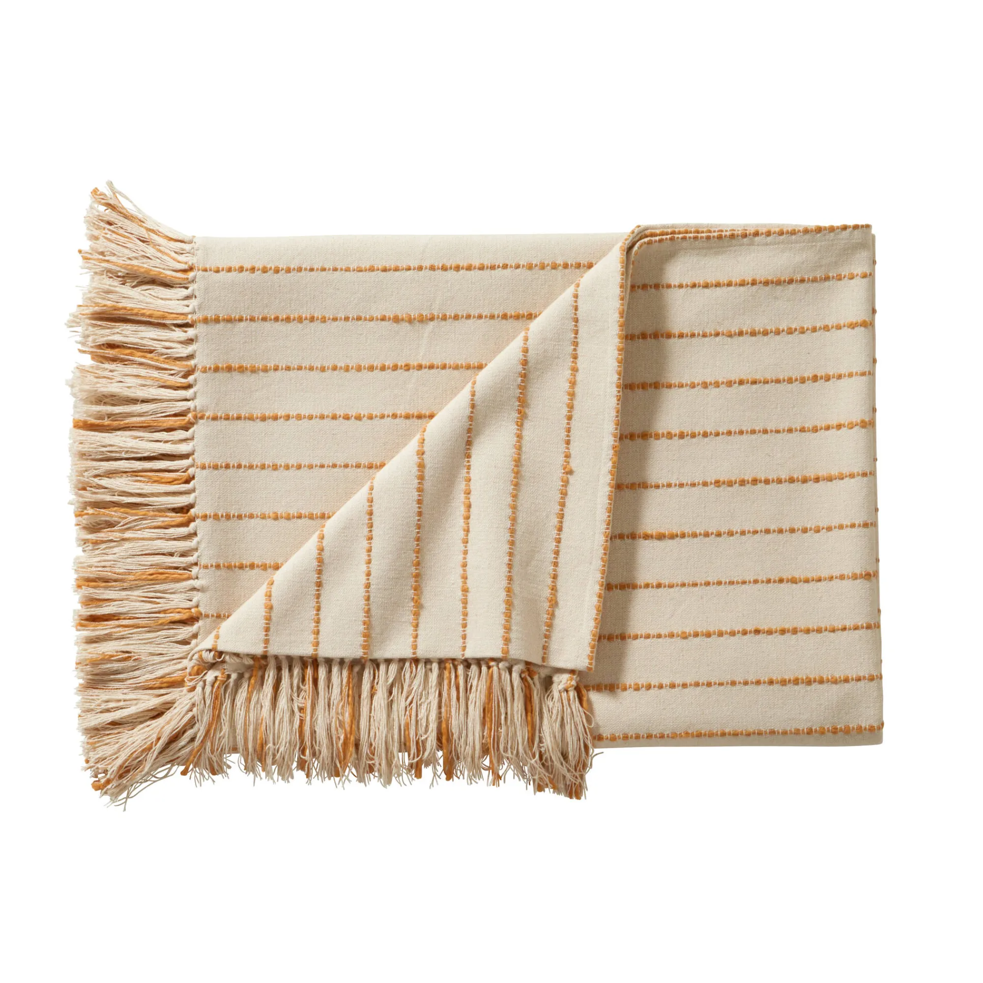 Zeildoekstof<Blancheporte Plaid of zitbanksprei in artisanaal weefsel naturel / honing