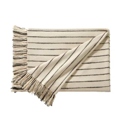Zeildoekstof<Blancheporte Plaid of zitbanksprei in artisanaal weefsel naturel / zwart