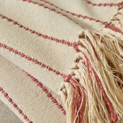 Zeildoekstof<Blancheporte Plaid of zitbanksprei in artisanaal weefsel naturel / terracotta