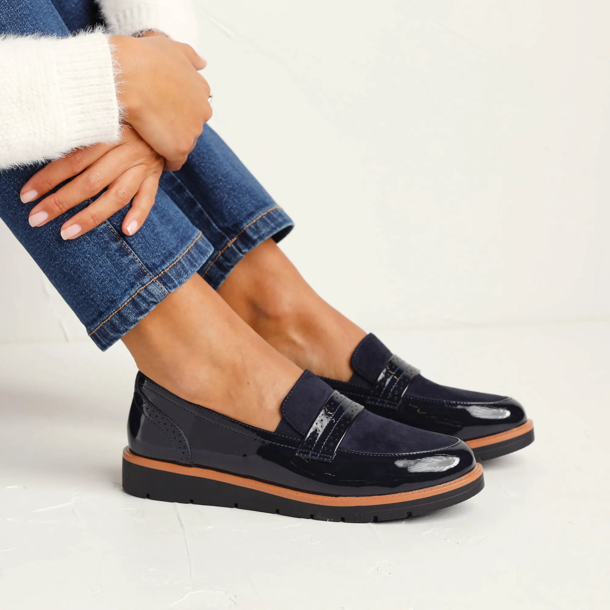Derby's En Mocassins|Schoenen<Blancheporte Platte ballerina's in microvezel marine
