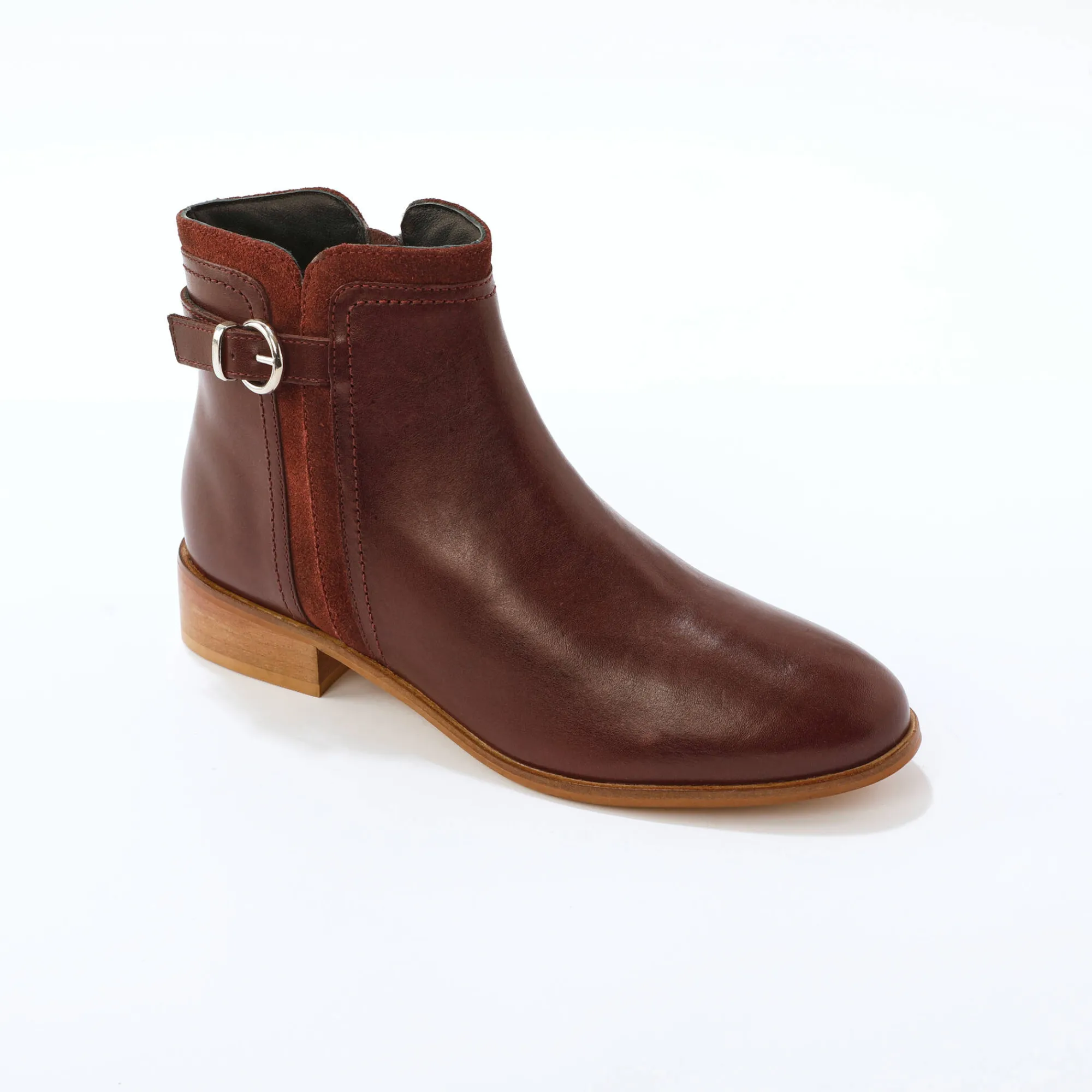Feestelijke Schoenen|Bottines En Boots<Blancheporte Platte boots in leer bordeaux