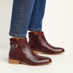 Feestelijke Schoenen|Bottines En Boots<Blancheporte Platte boots in leer bordeaux