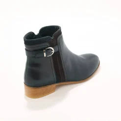 Bottines En Boots|Schoenen<Blancheporte Platte boots in leer marine