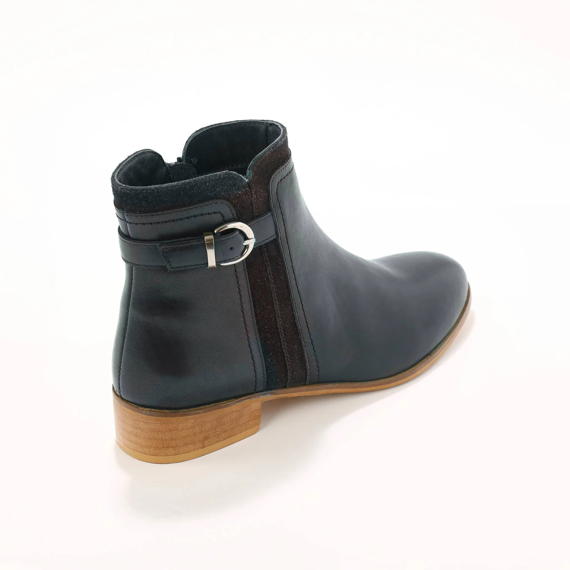 Bottines En Boots|Schoenen<Blancheporte Platte boots in leer marine
