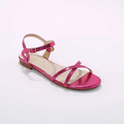 Sandalen En Espadrilles|Schoenen<Blancheporte Platte metallic sandalen roze