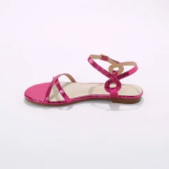 Sandalen En Espadrilles|Schoenen<Blancheporte Platte metallic sandalen roze