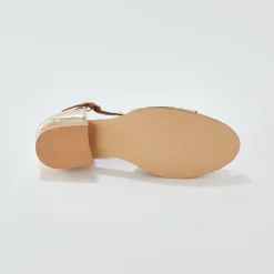 Sandalen En Espadrilles|Schoenen<Blancheporte Platte sandalen in leer goudkleurig