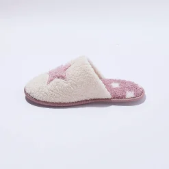 Sloffen|Sloffen<Blancheporte Platte, soepele muiltjes met ster roze