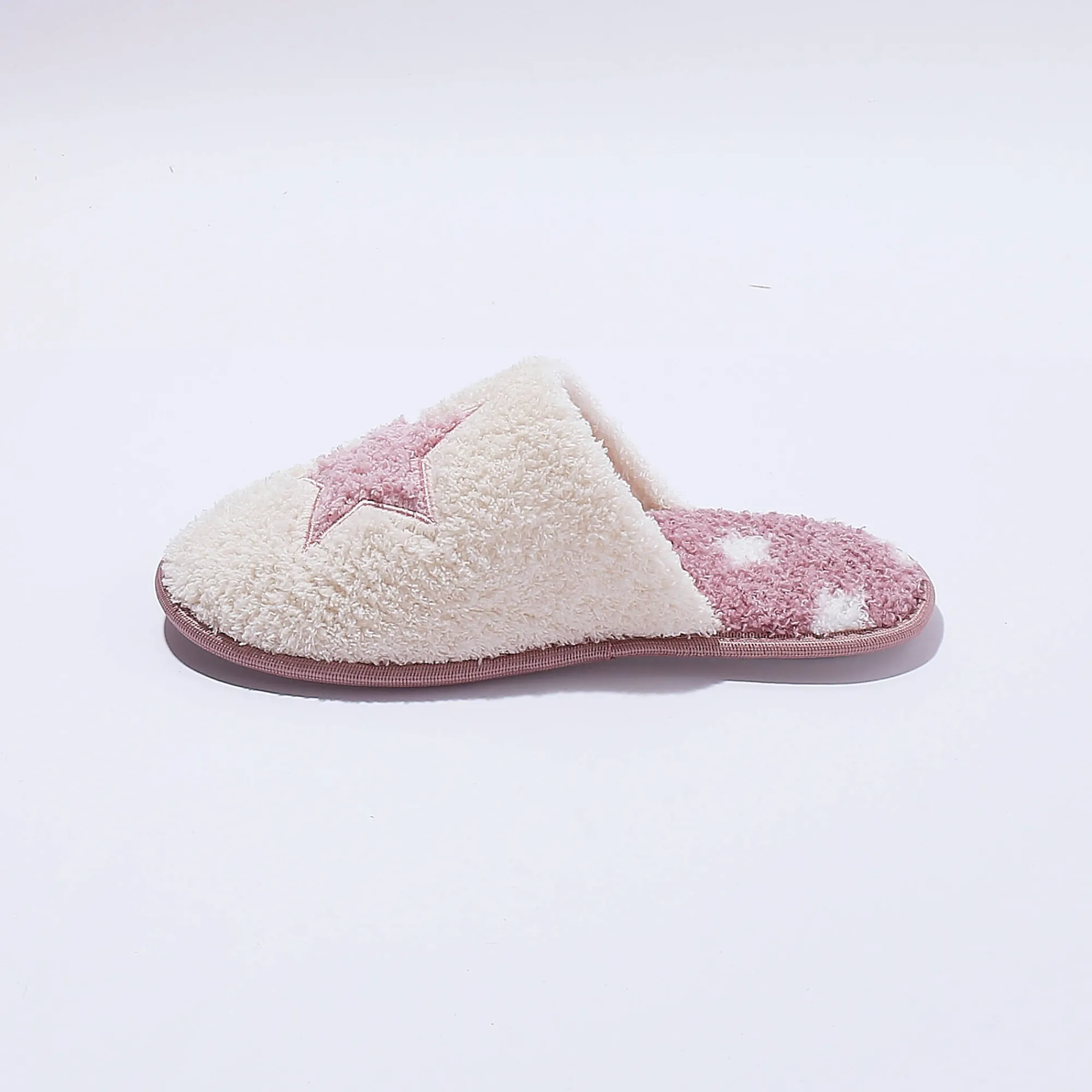 Sloffen|Sloffen<Blancheporte Platte, soepele muiltjes met ster roze