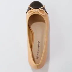 Ballerina's|Schoenen<Blancheporte Platte, tweekleurige ballerina's ecru / zwart