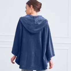 Peignoir En Kamerjas<Blancheporte Poncho in fleece met pluchetouch en kap blauw