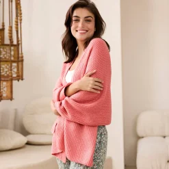 Peignoir En Kamerjas<Blancheporte Poncho in tricot grijzig koraal