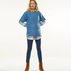 Trui En Vest<Blancheporte Poncho trui met mouwen op ellebooglengte blauw