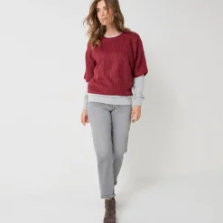 Trui En Vest<Blancheporte Poncho trui met mouwen op ellebooglengte bordeaux