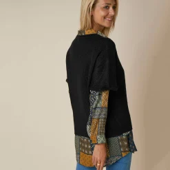 Trui En Vest<Blancheporte Ponchotrui met mouwen op ellebooglengte zwart