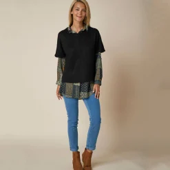 Trui En Vest<Blancheporte Ponchotrui met mouwen op ellebooglengte zwart