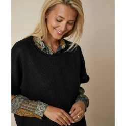 Trui En Vest<Blancheporte Ponchotrui met mouwen op ellebooglengte zwart