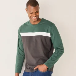 T-Shirt, Hemd En Polo<Blancheporte Praktisch T-shirt met lange mouwen en opening aan de schouder groen / antraciet