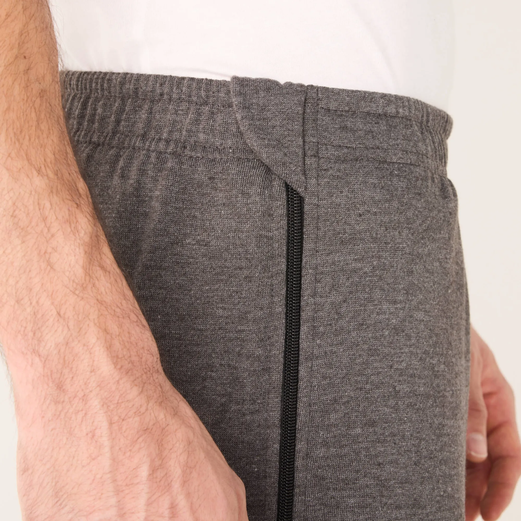 Broek<Blancheporte Praktische joggingbroek, ritsen opzij antraciet