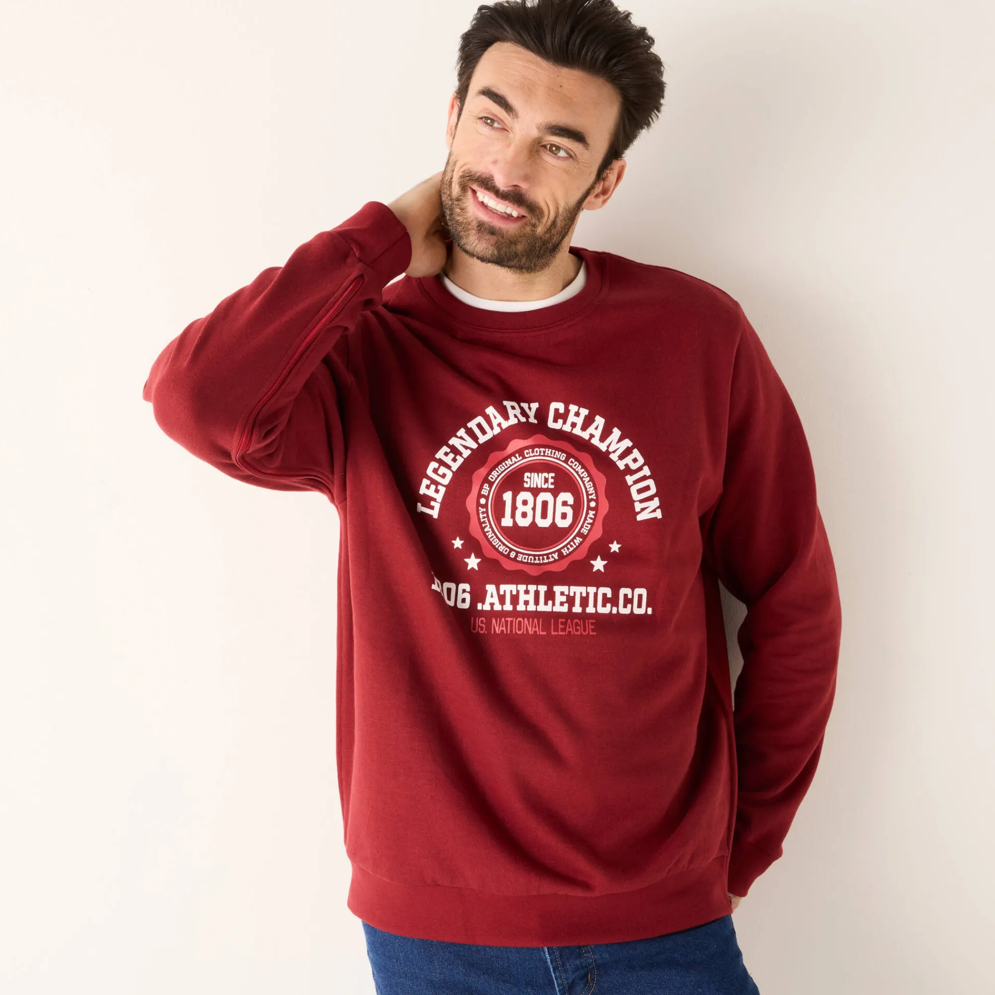 Sweater|Trui En Vest<Blancheporte Praktische sweater met ronde hals, met ritsen opzij rood