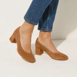 Feestelijke Schoenen|Pumps<Blancheporte Pumps in splitleer met afgeronde neus karamel