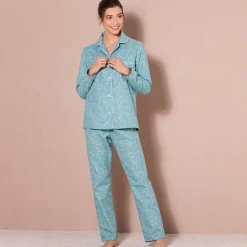 Pyjama<Blancheporte Pyjama in flanel met bloemenprint celadon