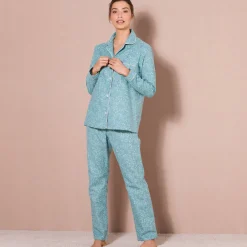 Pyjama<Blancheporte Pyjama in flanel met bloemenprint celadon