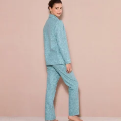 Pyjama<Blancheporte Pyjama in flanel met bloemenprint celadon