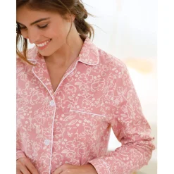 Pyjama<Blancheporte Pyjama in flanel met bloemenprint grijsroze