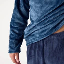 Pyjama En Kamerjas<Blancheporte Pyjama in fleecetricot met textuur, pluchen touch blauw / marine