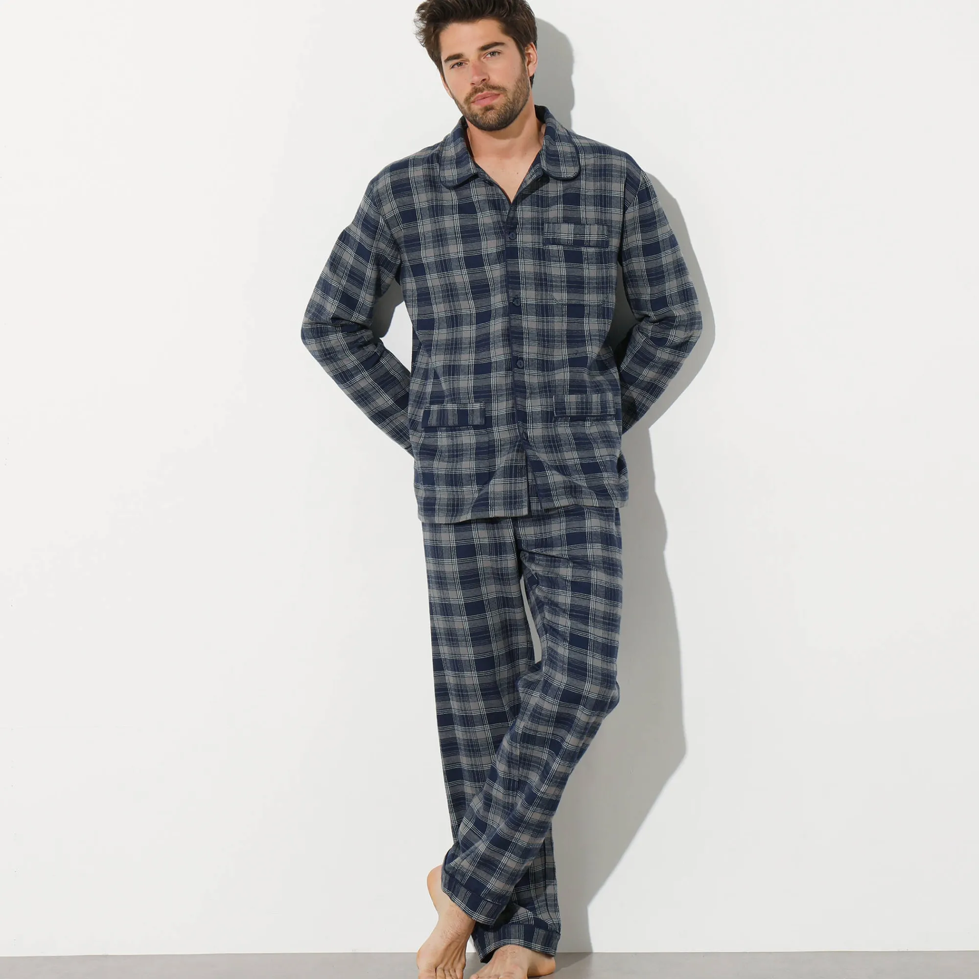 Pyjama En Kamerjas<Blancheporte Pyjama in geruit flanel grijs