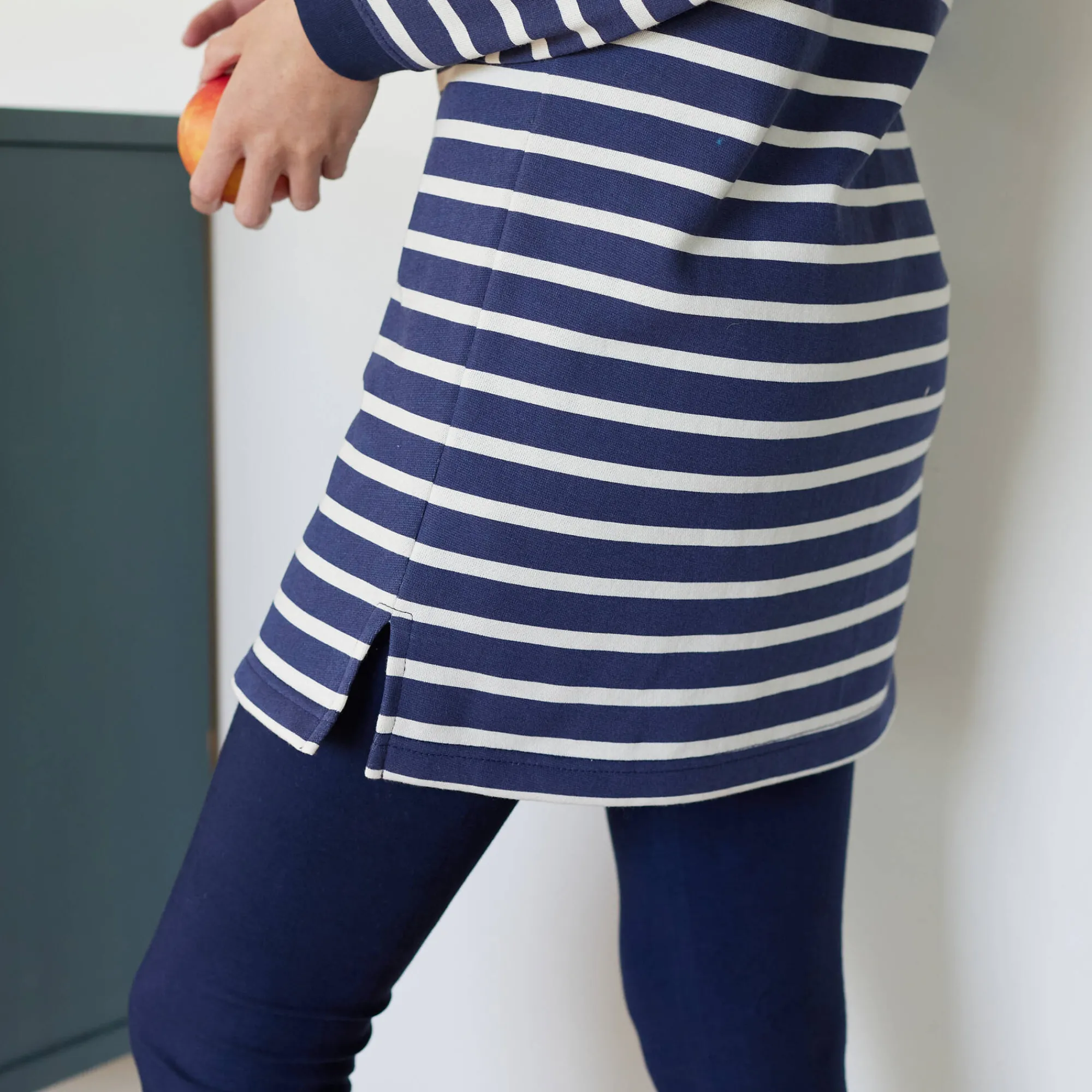 Pyjama<Blancheporte Pyjama in gestreept molton met legging marine / ecru