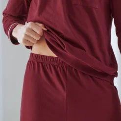 Pyjama En Kamerjas<Blancheporte Pyjama in katoen met contrasterende biesjes bordeaux