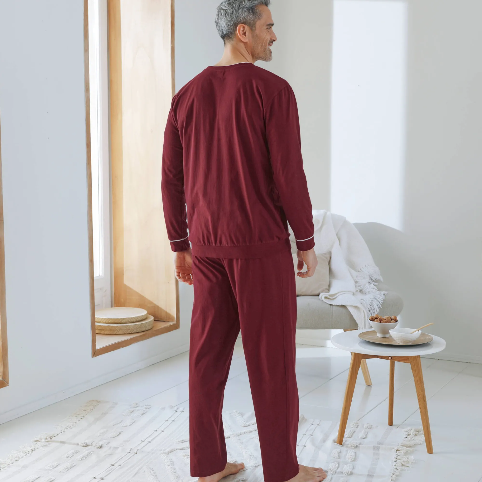 Pyjama En Kamerjas<Blancheporte Pyjama in katoen met contrasterende biesjes bordeaux