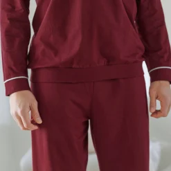 Pyjama En Kamerjas<Blancheporte Pyjama in katoen met contrasterende biesjes bordeaux