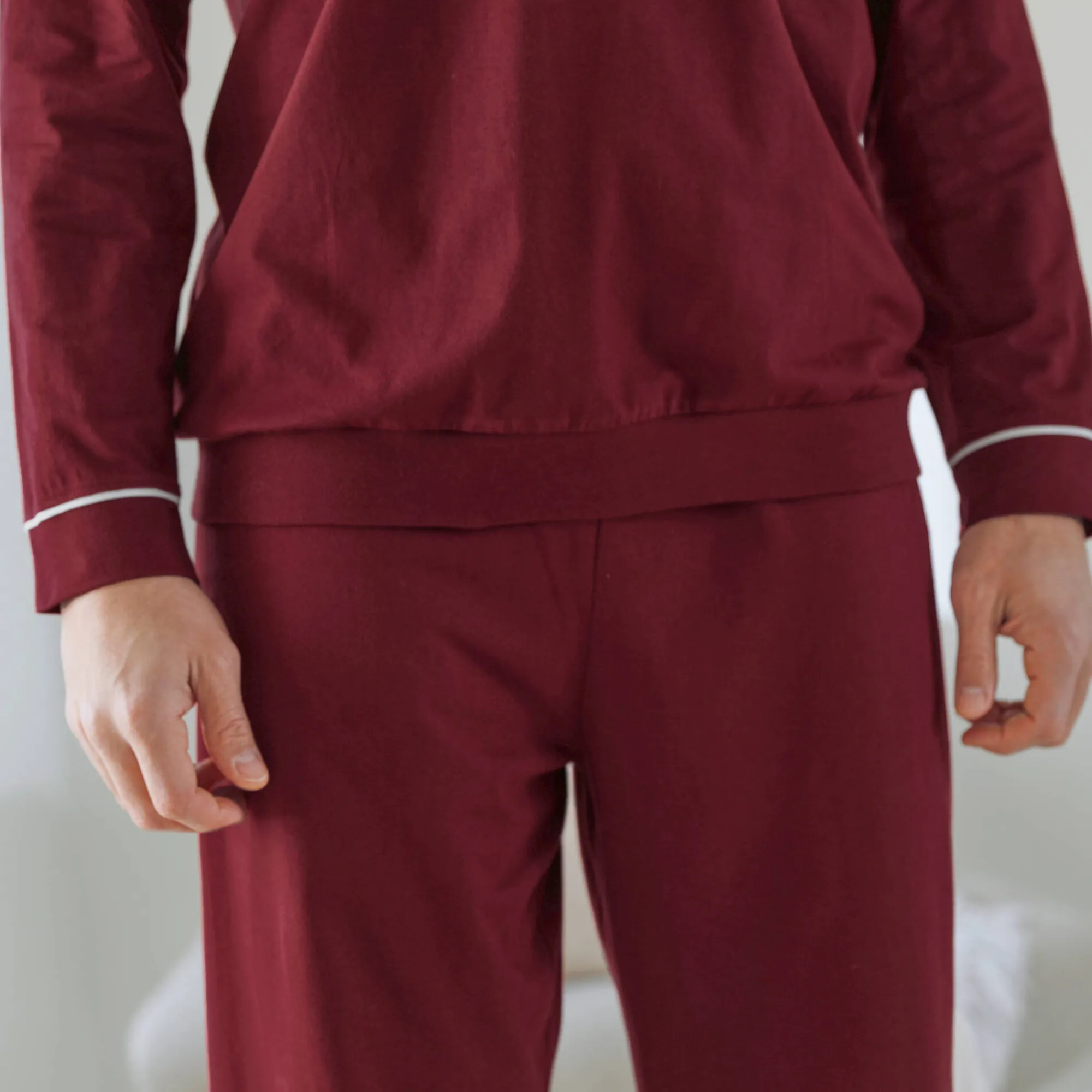 Pyjama En Kamerjas<Blancheporte Pyjama in katoen met contrasterende biesjes bordeaux