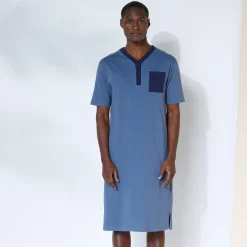 Pyjama En Kamerjas<Blancheporte Pyjama in liketmodel met Tunesische hals - katoenjersey blauw