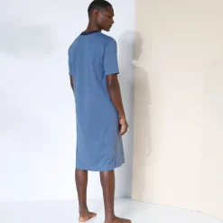 Pyjama En Kamerjas<Blancheporte Pyjama in liketmodel met Tunesische hals - katoenjersey blauw