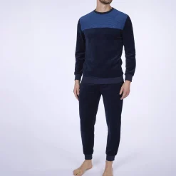 Pyjama En Kamerjas<Daniel HECHTER Pyjama in velours blauw / marine
