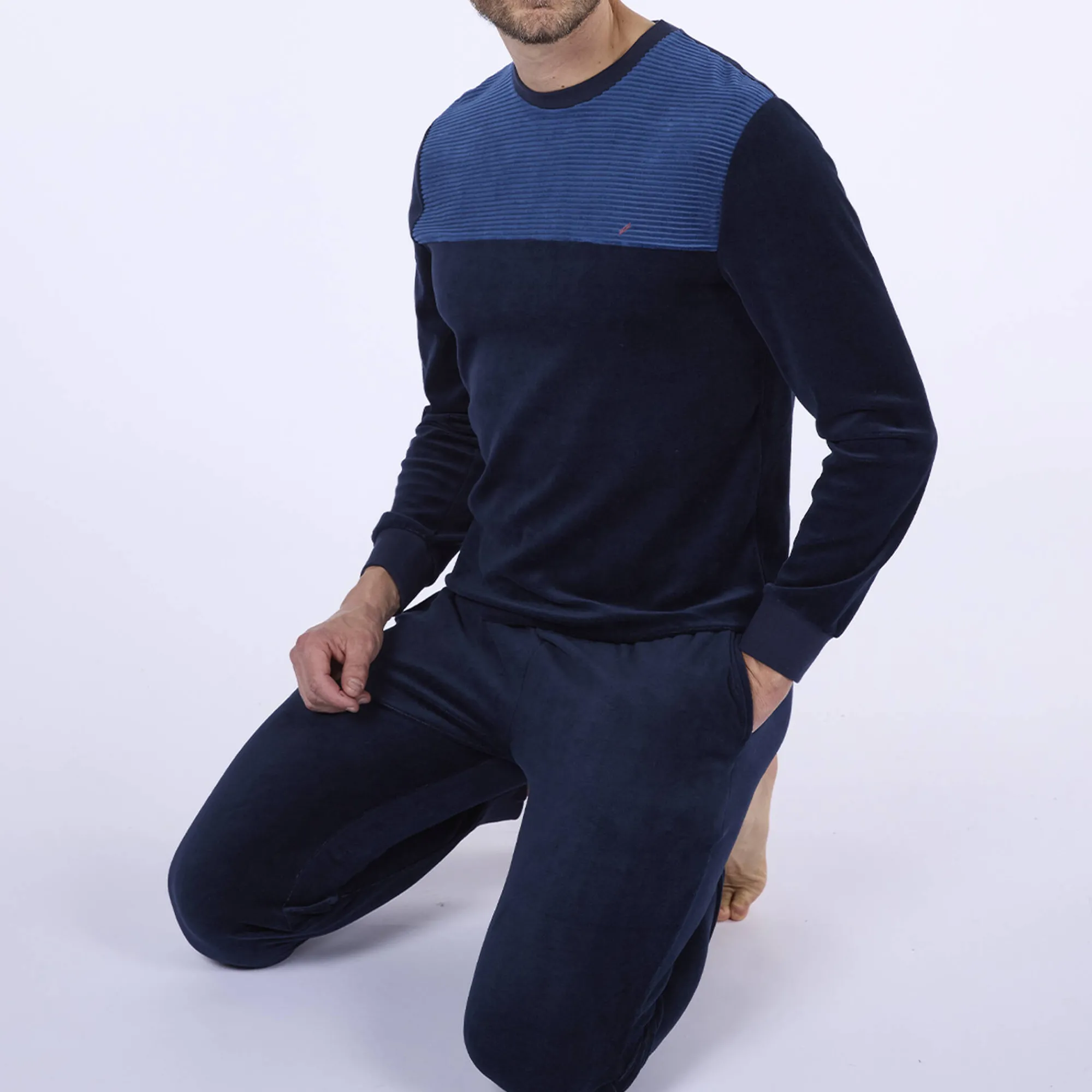 Pyjama En Kamerjas<Daniel HECHTER Pyjama in velours blauw / marine