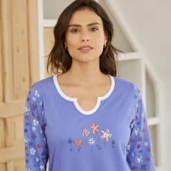 Pyjama<Blancheporte Pyjama met bloemenprint - zuiver katoen lavendel