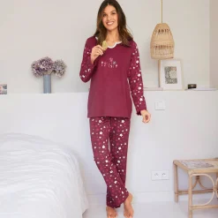 Pyjama<Blancheporte Pyjama met bloemenprint - zuiver katoen kersenrood