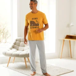 Pyjama En Kamerjas<Blancheporte Pyjama met broek, T-shirt met korte mouwen geel / grijs