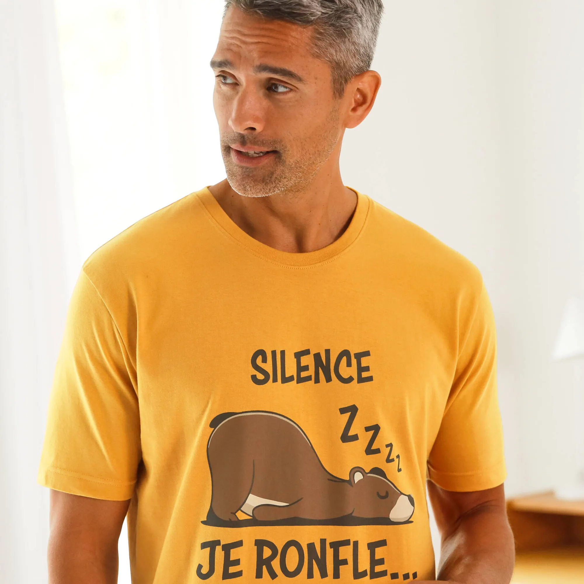 Pyjama En Kamerjas<Blancheporte Pyjama met broek, T-shirt met korte mouwen geel / grijs