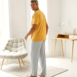 Pyjama En Kamerjas<Blancheporte Pyjama met broek, T-shirt met korte mouwen geel / grijs