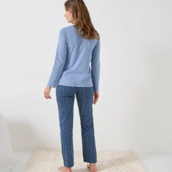 Pyjama<Blancheporte Pyjama met "chien Toutou schuss" print - bijpassend tasje gratis blauw