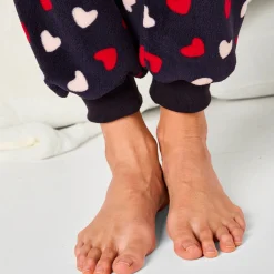 Pyjama<Blancheporte Pyjama met "huis" motief, fleecetricot met pluchetouch marine