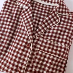Pyjama<Blancheporte Pyjama met knoopsluiting en lange mouwen, in flanel met ingeweven vichymotief chocolade / ecru