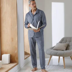 Pyjama En Kamerjas<Blancheporte Pyjama met knoopsluiting, in piquétricot gespikkeld blauw